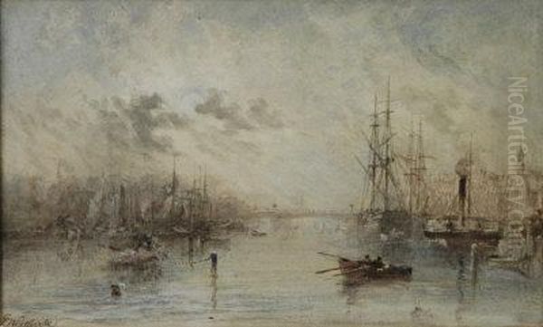 Busy Shipping Scene. Oil Painting by George Weatherill