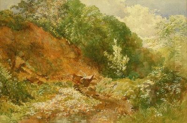 Wooded Landscape With Stream Oil Painting by George Weatherill