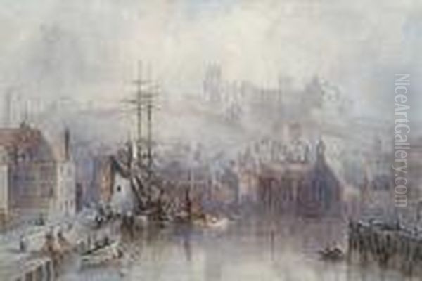 Whitby Harbour Oil Painting by George Weatherill