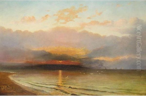 Sunset Shoreline Oil Painting by George Weatherill