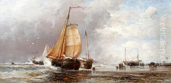 A Fresh Morning On The Dutch Coast Oil Painting by James Webb