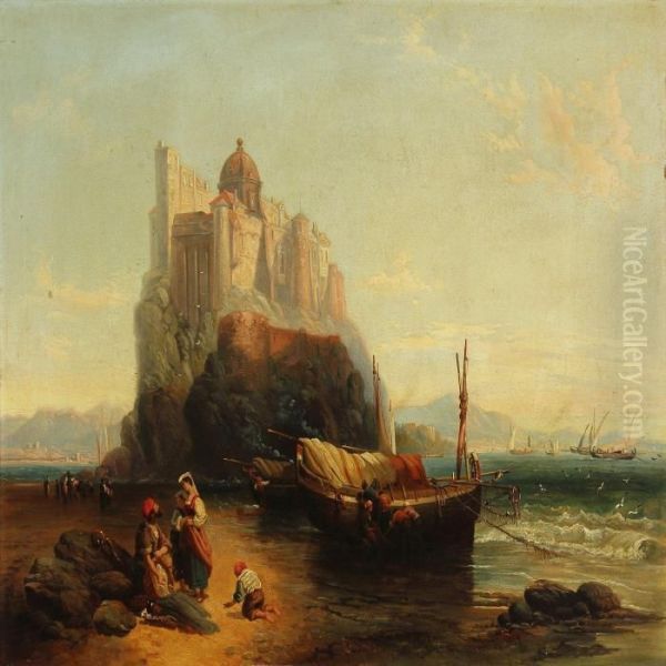 Landscape With The Castle Of Sechia Oil Painting by James Webb