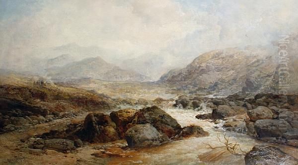 View Of Snowdon Oil Painting by James Webb