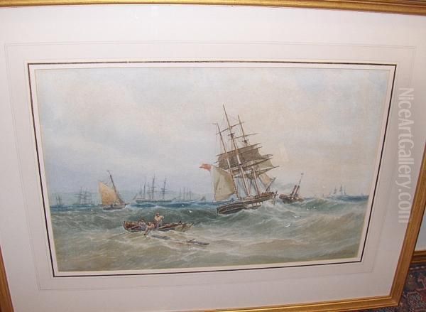 Shipping In A Swell Oil Painting by James Webb