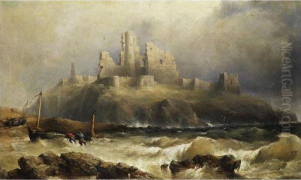 Castle Ruin And Storm Oil Painting by James Webb