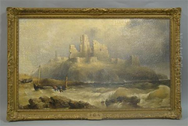 Castle Ruin And Storm - Saint Michael's Mount, Cornwall Oil Painting by James Webb