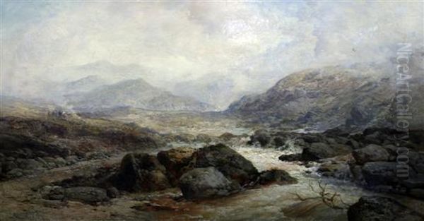 Snowdon From Capel Curig Oil Painting by James Webb