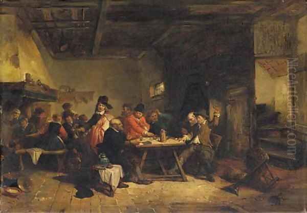 The gamblers Oil Painting by Herman Frederick Carel Ten Kate