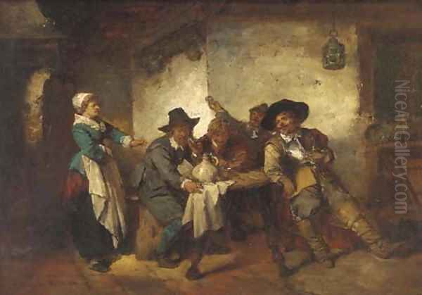 Cavaliers drinking in the tavern Oil Painting by Herman Frederick Carel Ten Kate