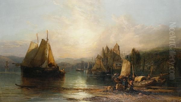 Elfeldt On The Rhine Oil Painting by James Webb