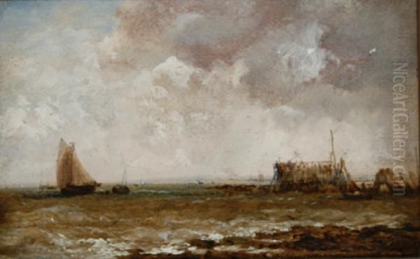 A Beach Near Calais Oil Painting by James Webb