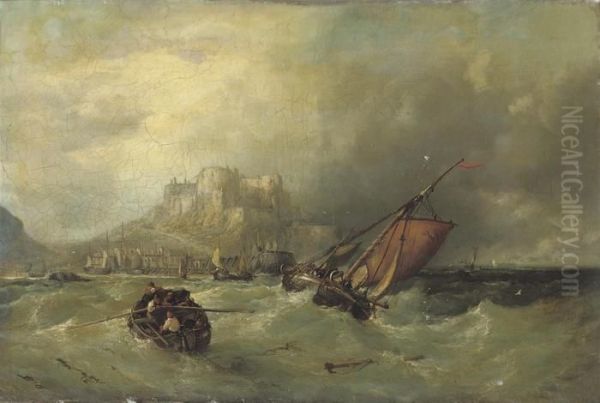 On A Choppy Sea Oil Painting by James Webb