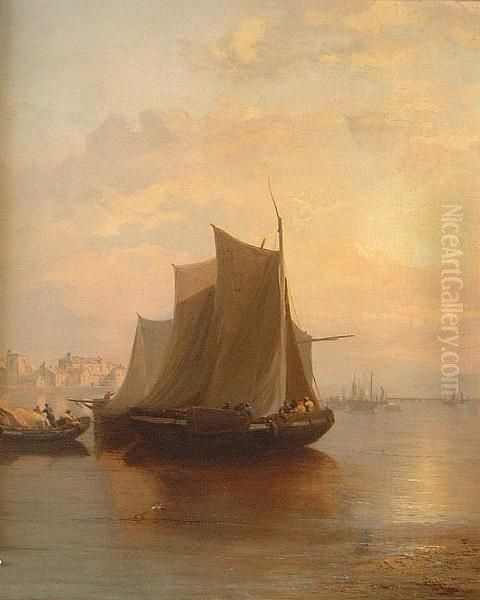 Arab Fishing Boat On An Estuary Lateafternoon
Attributed To James Webb Oil Painting by James Webb