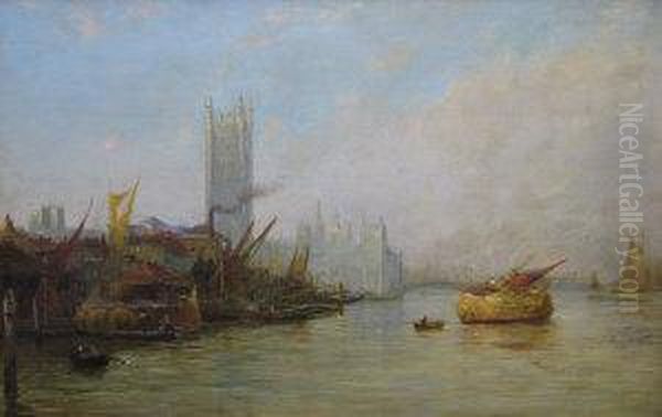 View Of Westminster Oil Painting by James Webb