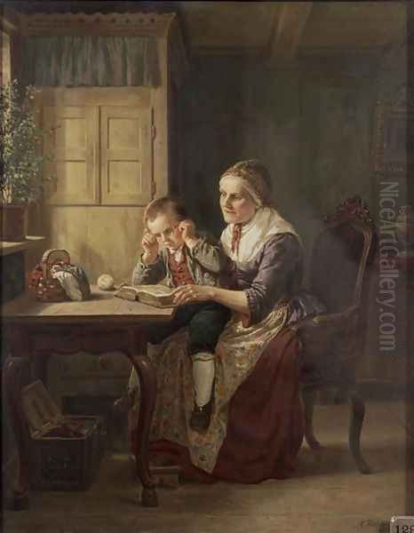 Grannys Darling, 1861 Oil Painting by Adolph Tidemand