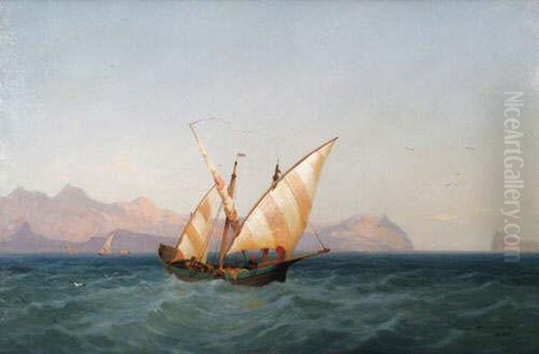 A Dhow In The Mediterranean Oil Painting by James Webb