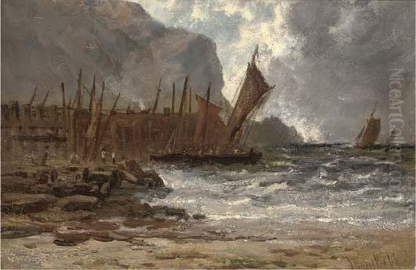 On The Devonshire Coast Oil Painting by James Webb