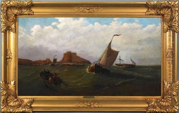 Scene With Fishermen Oil Painting by James Webb