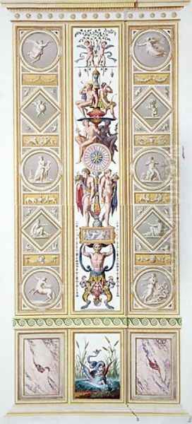 Panel from the Raphael Loggia at the Vatican, from Delle Loggie di Rafaele nel Vaticano, engraved by Giovanni Volpato 1735-1804, 1776, published c.1776-77 Oil Painting by Taurinensis, Ludovicus Tesio