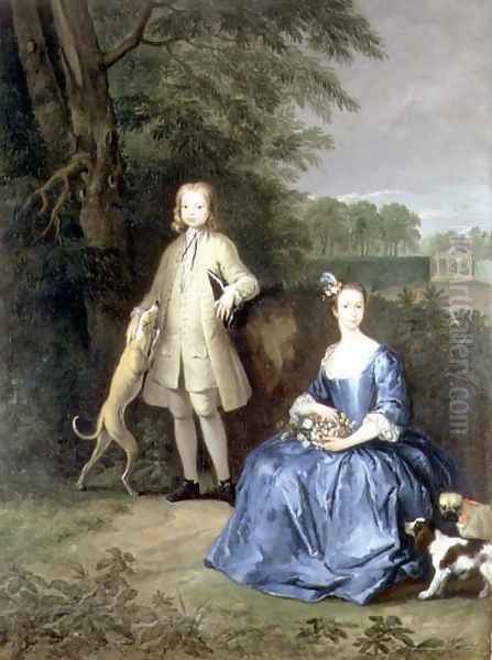 Portrait of Master Edward and Miss Mary Macro, c.1733 Oil Painting by Peter Tillemans