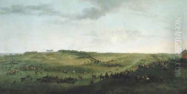 A View of Knowsley Racecourse from Riding Hill Oil Painting by Peter Tillemans