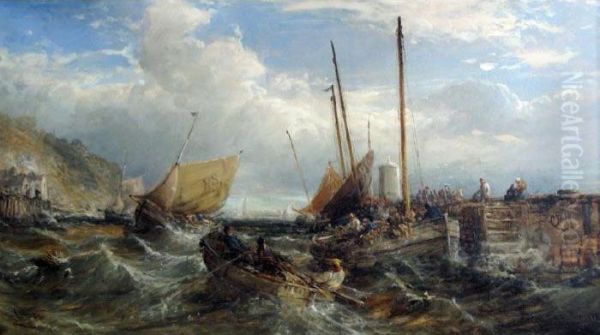 A View Of Peel Or Douglas Harbour Oil Painting by William Edward Webb