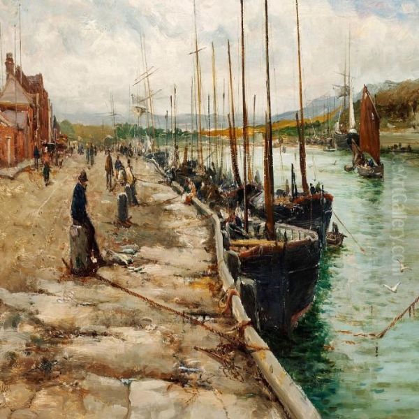 On The Quay At Peel Oil Painting by William Edward Webb