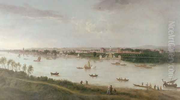 The Royal Hospital from the south bank of The River Thames Oil Painting by Peter Tillemans