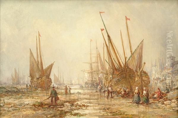 On The Beachat Newlyn Oil Painting by William Edward Webb