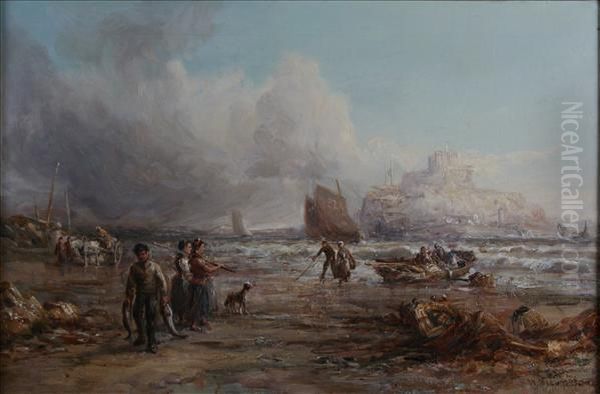 Penzancetrawlers Off St Michaels Mount Oil Painting by William Edward Webb