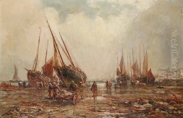 Low Tide At Port St. Mary Oil Painting by William Edward Webb