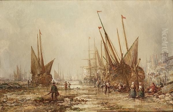 On The Beach At Newlyn Oil Painting by William Edward Webb