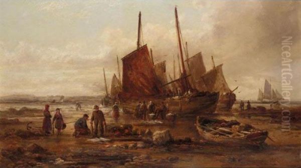 Sorting The Catch Oil Painting by William Edward Webb