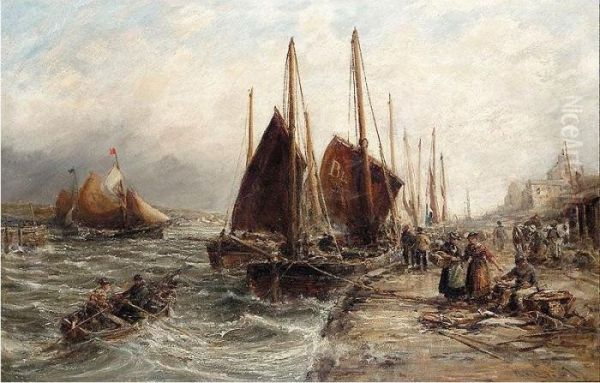 Quayside Scene Oil Painting by William Edward Webb