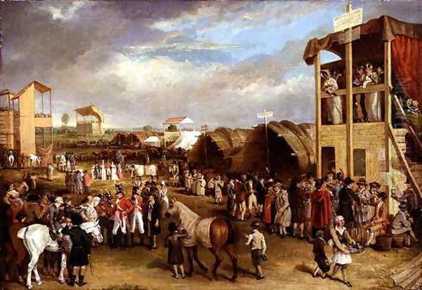 An Extensive View of the Oxford Races Oil Painting by Charles Turner