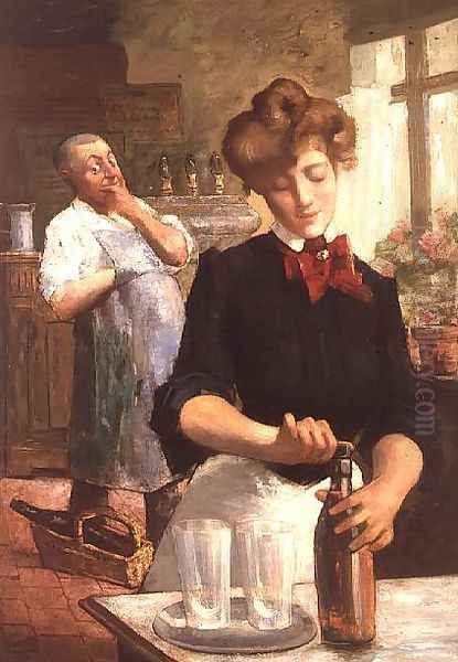 The Barmaid Oil Painting by Louis Adolphe Tessier