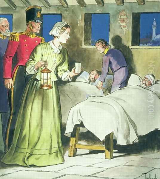 Florence Nightingale 1820-1910 from Peeps into the Past, published c.1900 Oil Painting by Trelleek