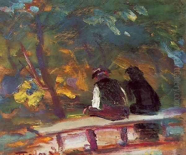 On the Bench 1933-34 Oil Painting by Janos Tornyai