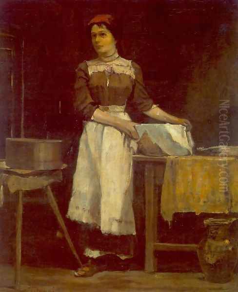 Bolting Girl c. 1900 Oil Painting by Janos Tornyai