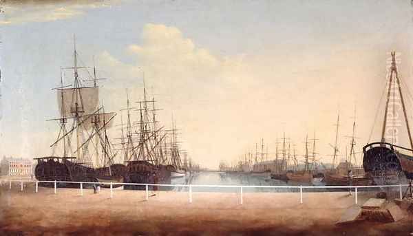 A West View of the New Dock at Kingston upon Hull Oil Painting by Robert Thew