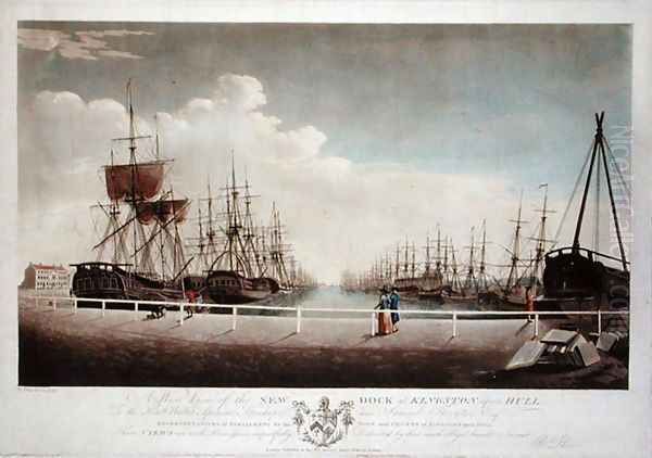 A West View of the New Dock at Kingston upon Hull, 1786 Oil Painting by Robert Thew