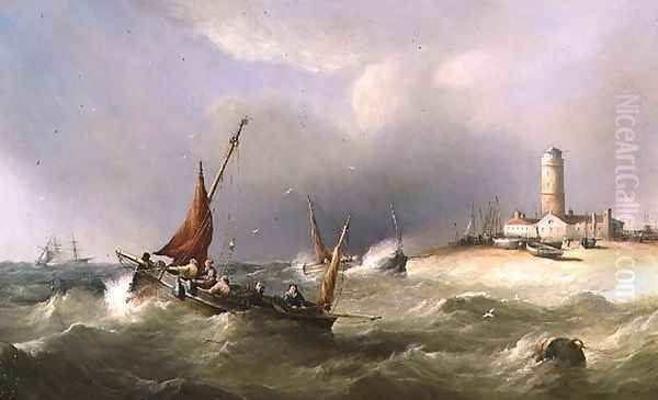 Fishing Boats in a Squall off Dungeness Spit Oil Painting by Henry King Taylor