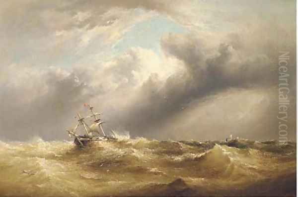 In distress and running before the wind Oil Painting by Henry King Taylor