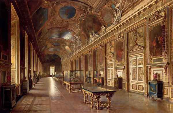 La Galerie D'Apollon Au Louvre Oil Painting by Ettore Traversari