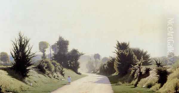 Child On A Country Road Oil Painting by Henri Taurel