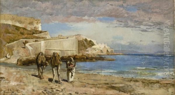 Camel Traders Outside Tangier Oil Painting by Edwin Lord Weeks