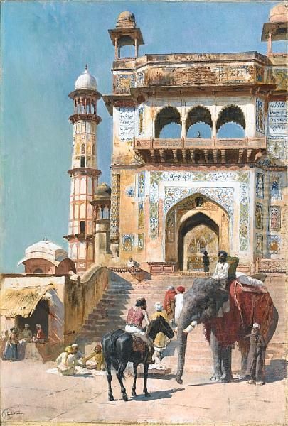 Before The Great Mosque At Mathura Oil Painting by Edwin Lord Weeks