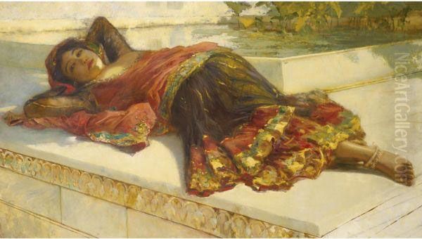 Nautch Girl Resting Oil Painting by Edwin Lord Weeks