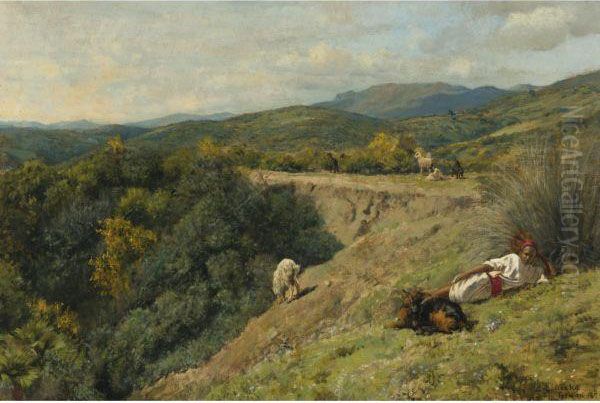 Shepherd On A Hill, Tetuan Oil Painting by Edwin Lord Weeks