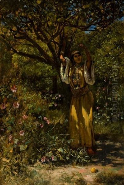 In The Garden Oil Painting by Edwin Lord Weeks